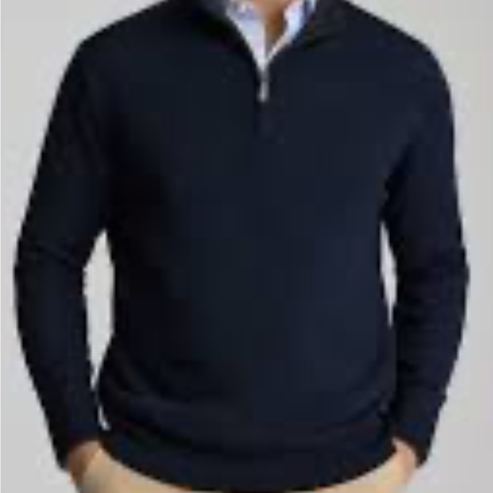 Untuckit Merino Wool navy blue  Quarter-Zip Sweater size large